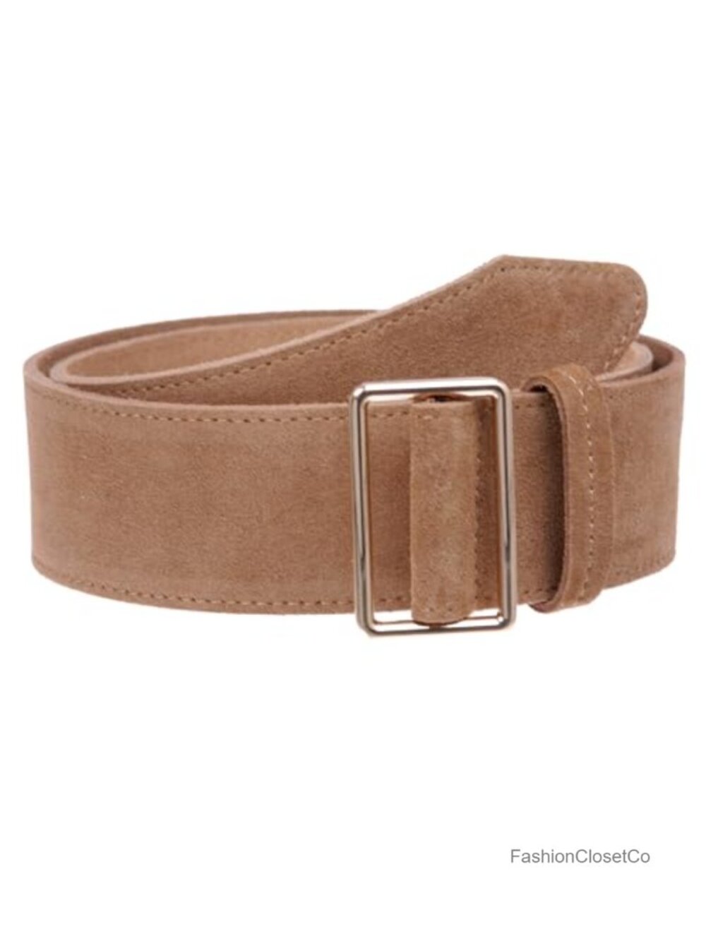 Beltiscool 2" Wide High Waist Suede Dress Belt Prong-less No Holes